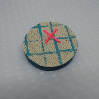 Handmade Printed Linen and Cork Brooch - Net Design - Batch 1 Number 6